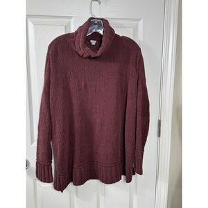 Aerie Oversized Tunic Sweater Cowl‎ Neck Long Sleeve Cozy Casual Maroon M/M